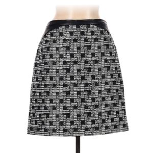 Ann Taylor Black and White Tweed Faux Leather Skirt Medium 8